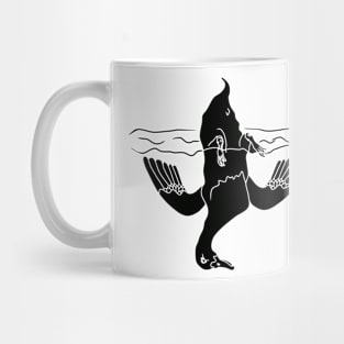 minimalist silhouette illustration of a diving duck Mug